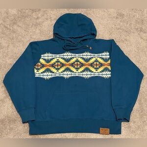 Ariat X Pendleton Men’s Hoodie Size Small Blue Aztec Print Pockets